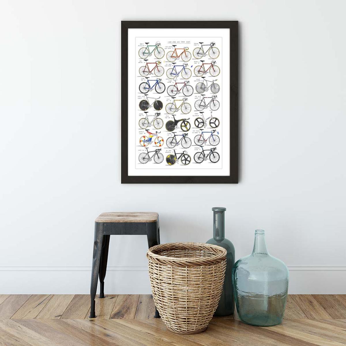 Black Frame Iconic Road And Track Bikes Art Print – image 7