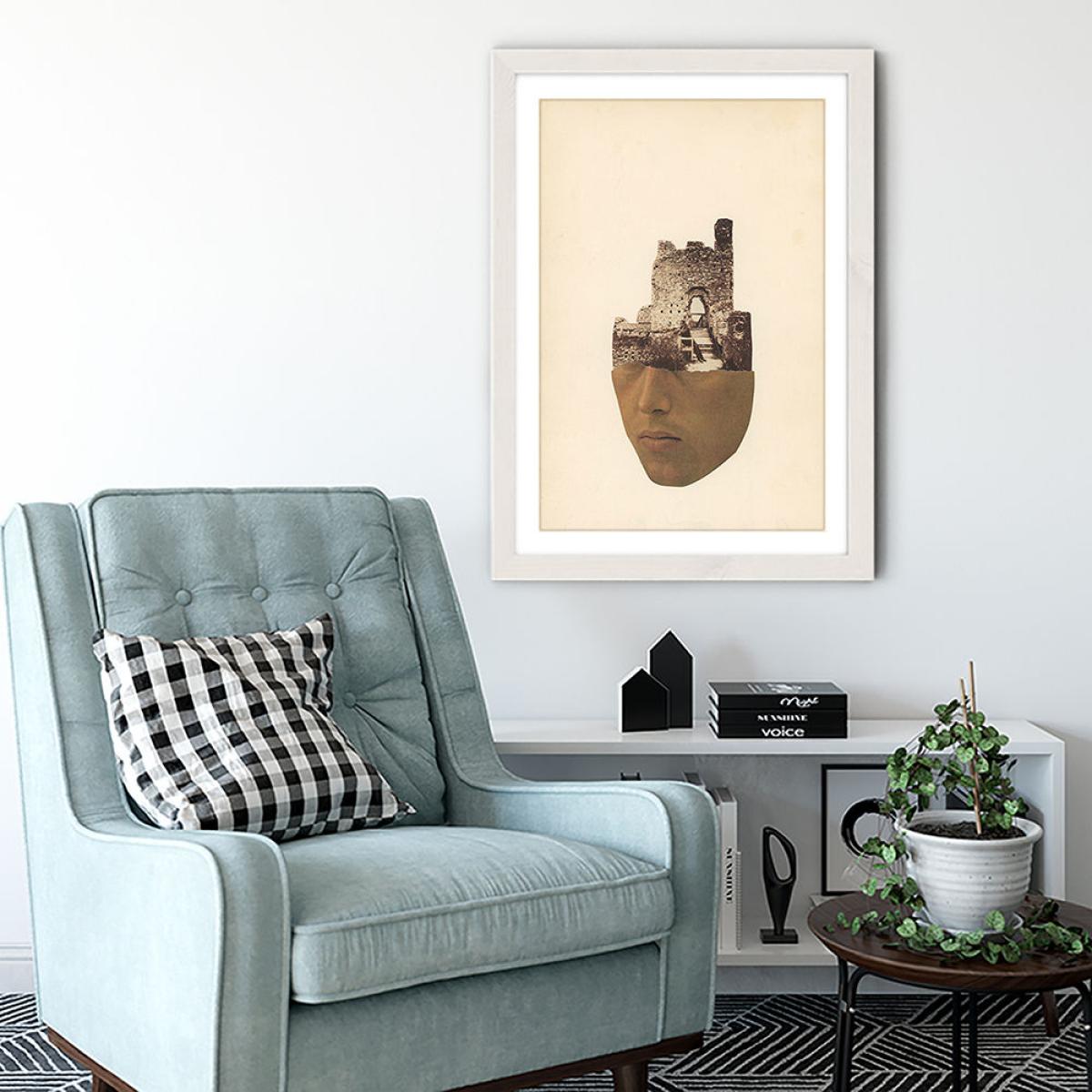 Head Stone Art Print White Frame – image 5