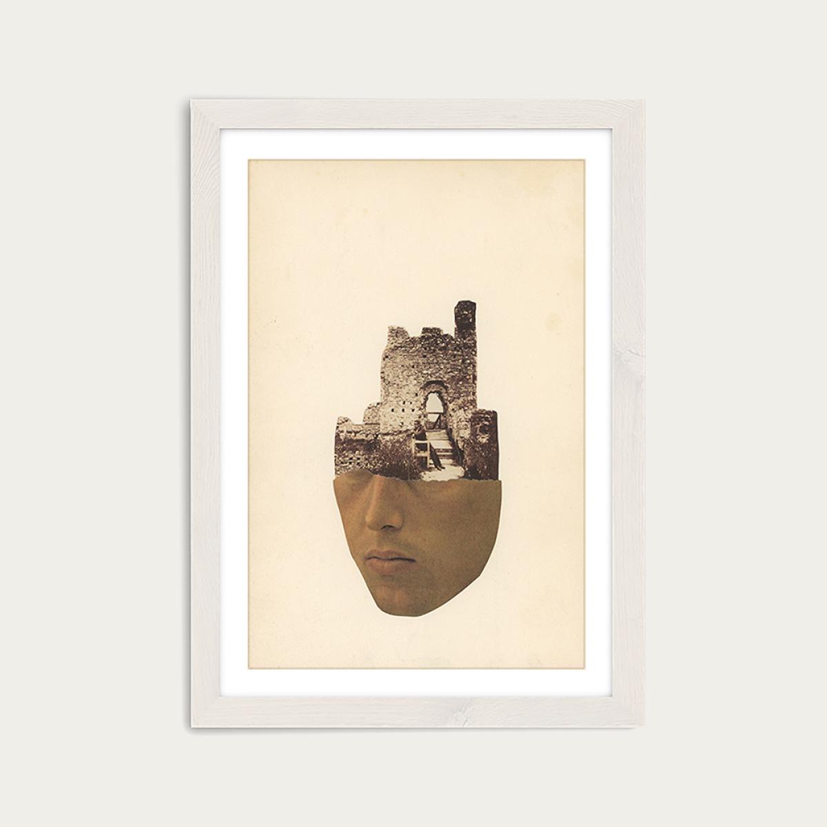 Head Stone Art Print White Frame – image 1
