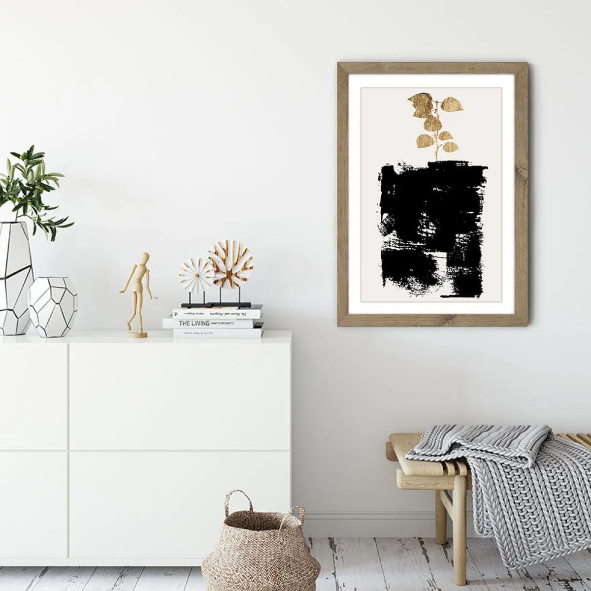 Botanical Still Life Gold No.5 Art Print Oak Frame – image 3
