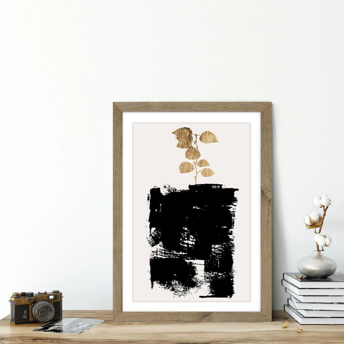 Botanical Still Life Gold No.5 Art Print Oak Frame – image 4