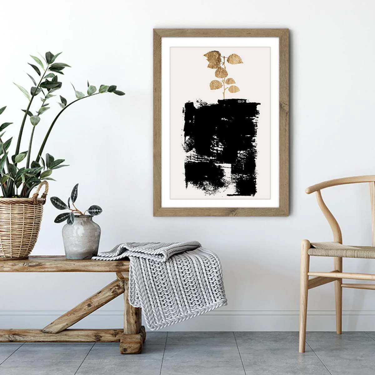 Botanical Still Life Gold No.5 Art Print Oak Frame – image 6