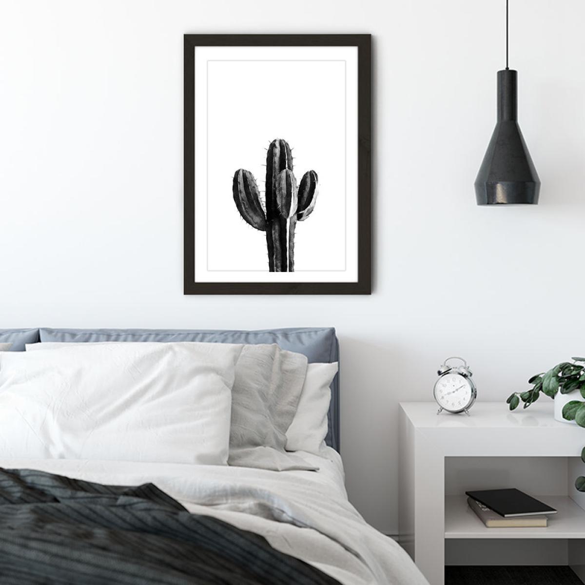Cactus Black and White 3 Art Print Black Frame – image 4