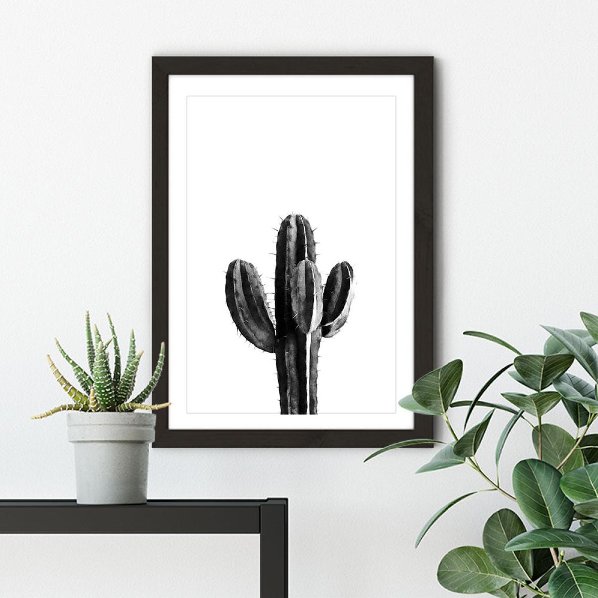 Cactus Black and White 3 Art Print Black Frame – image 5