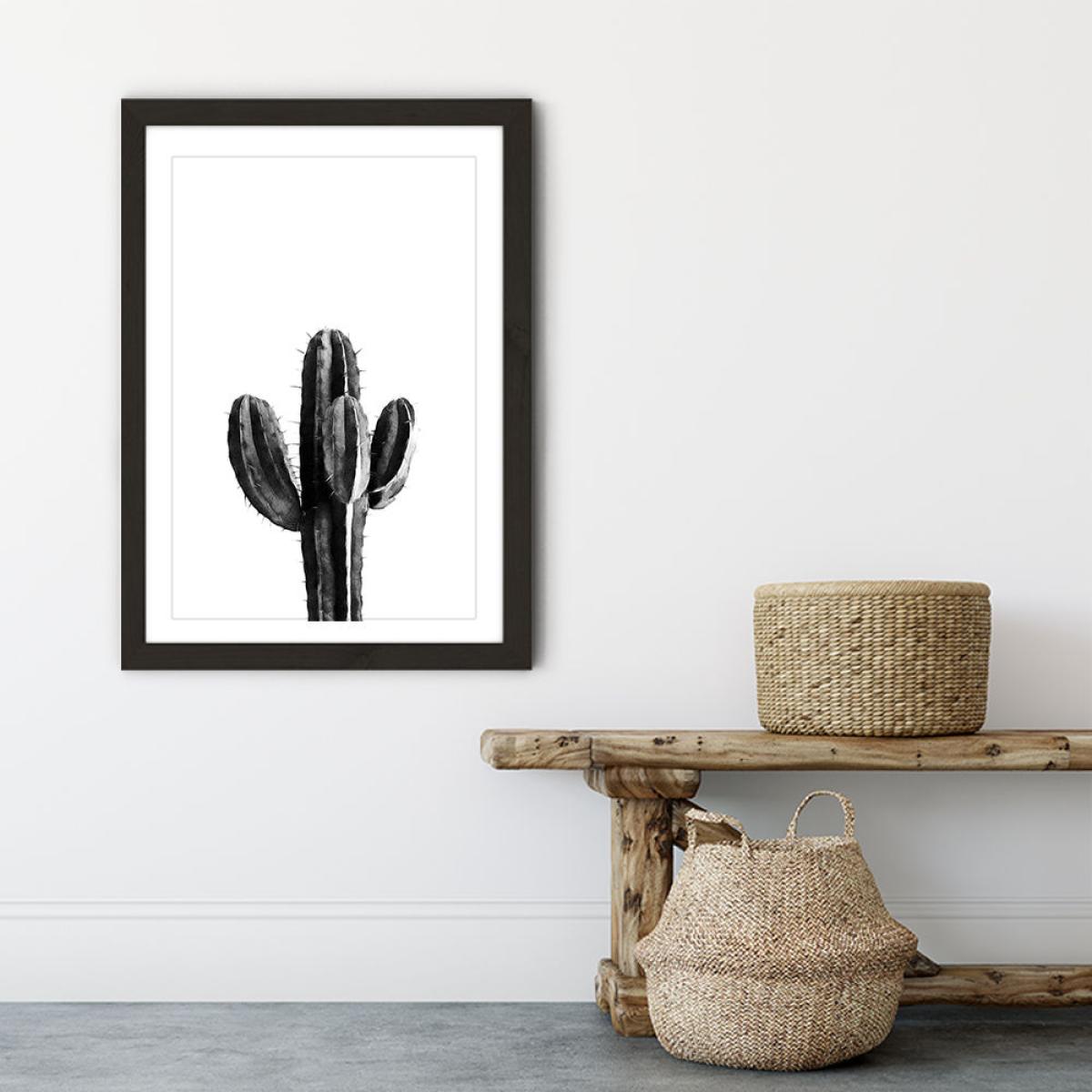 Cactus Black and White 3 Art Print Black Frame – image 6