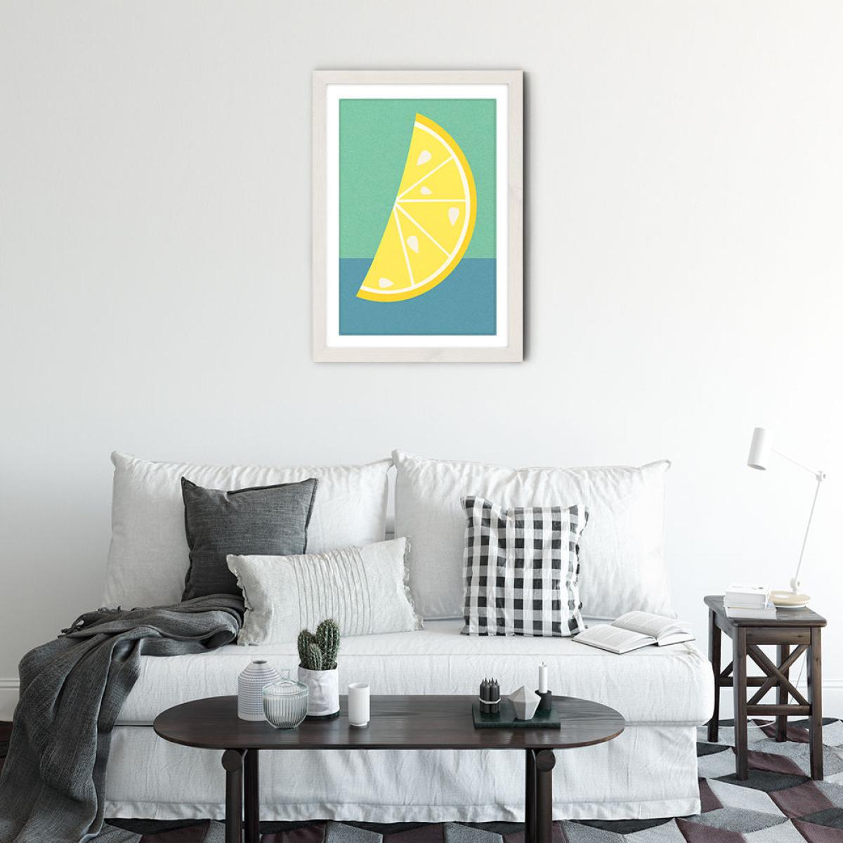 Lemon Slice Art Print White Frame – image 2