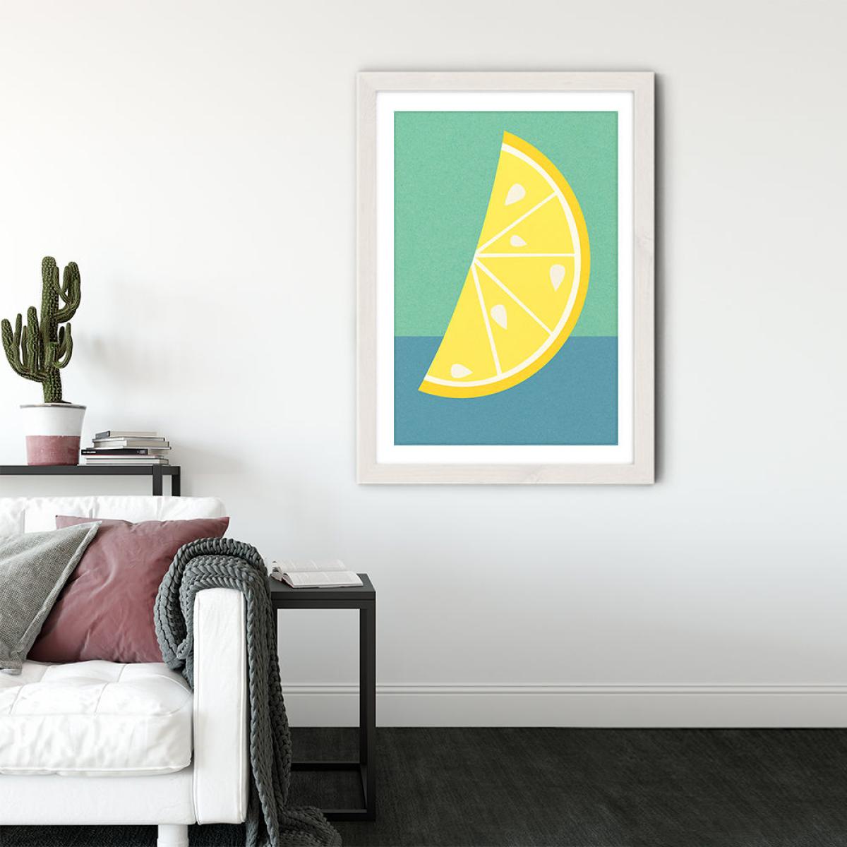 Lemon Slice Art Print White Frame – image 3