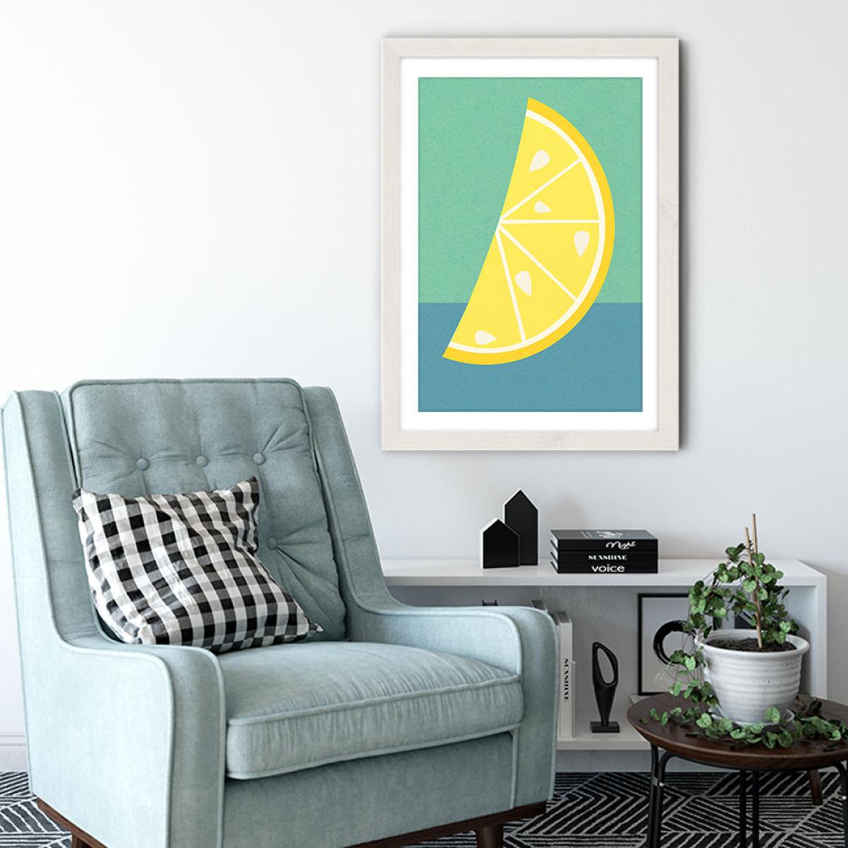 Lemon Slice Art Print White Frame – image 4