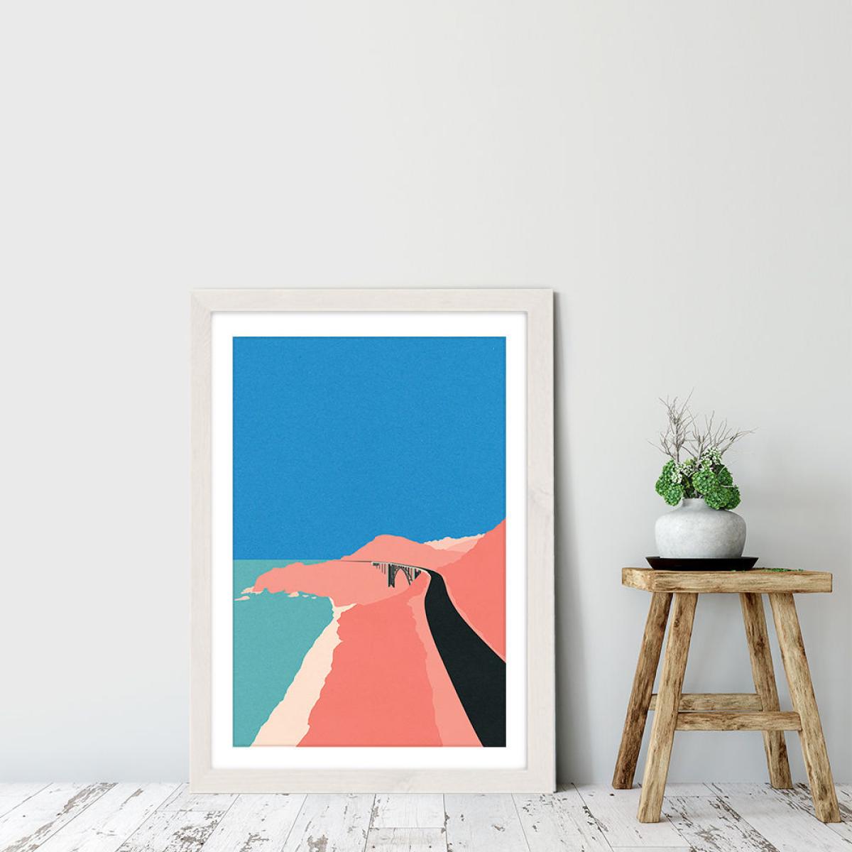 Pacific Coast Highway Big Sur Art Print White Frame – image 6
