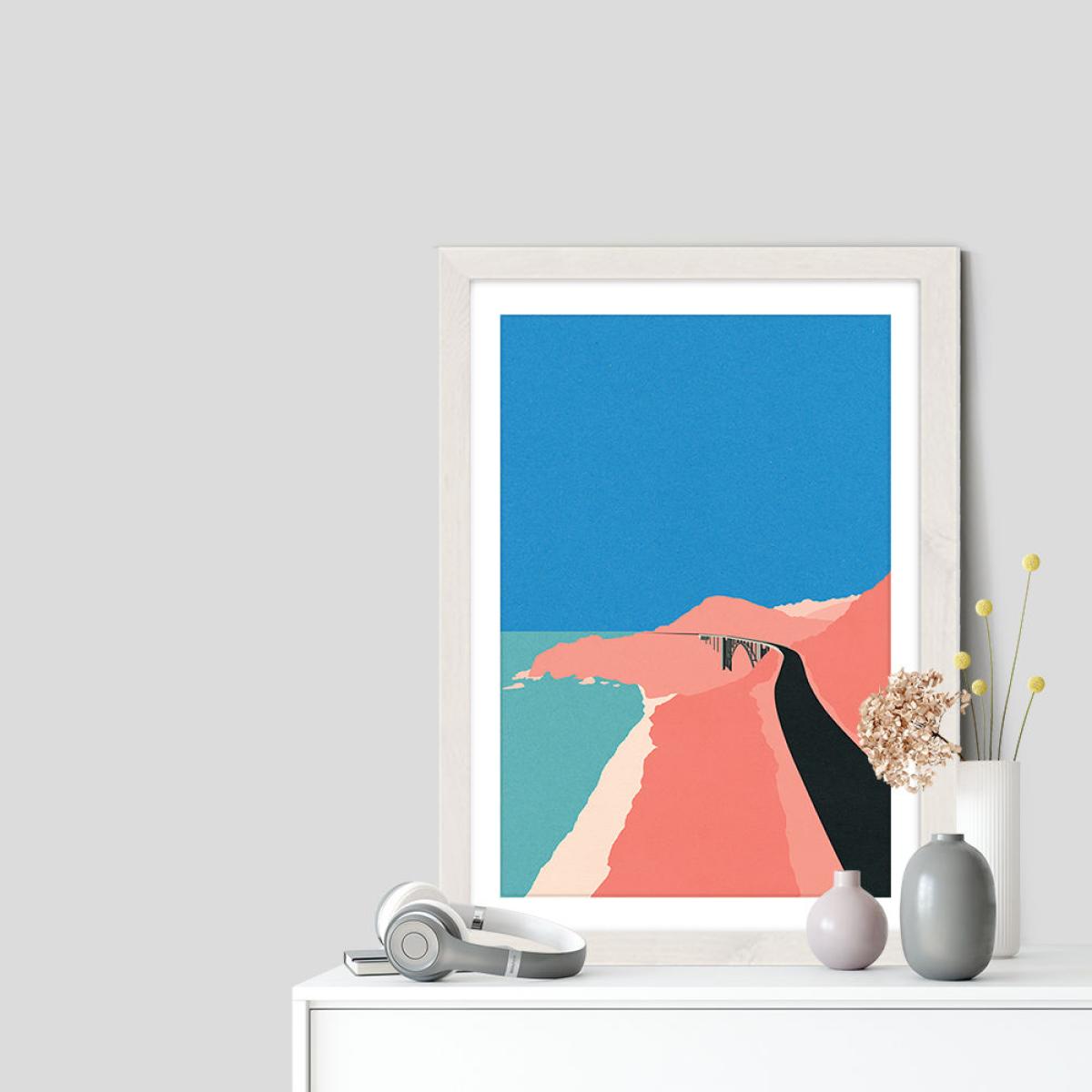 Pacific Coast Highway Big Sur Art Print White Frame – image 7