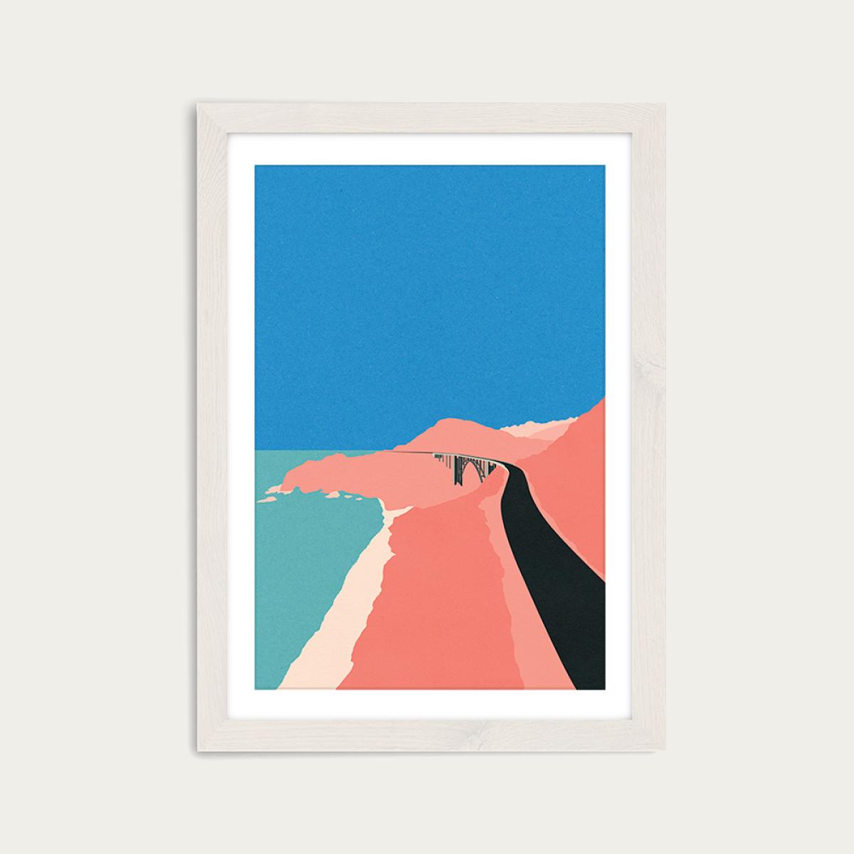 Pacific Coast Highway Big Sur Art Print White Frame – image 1
