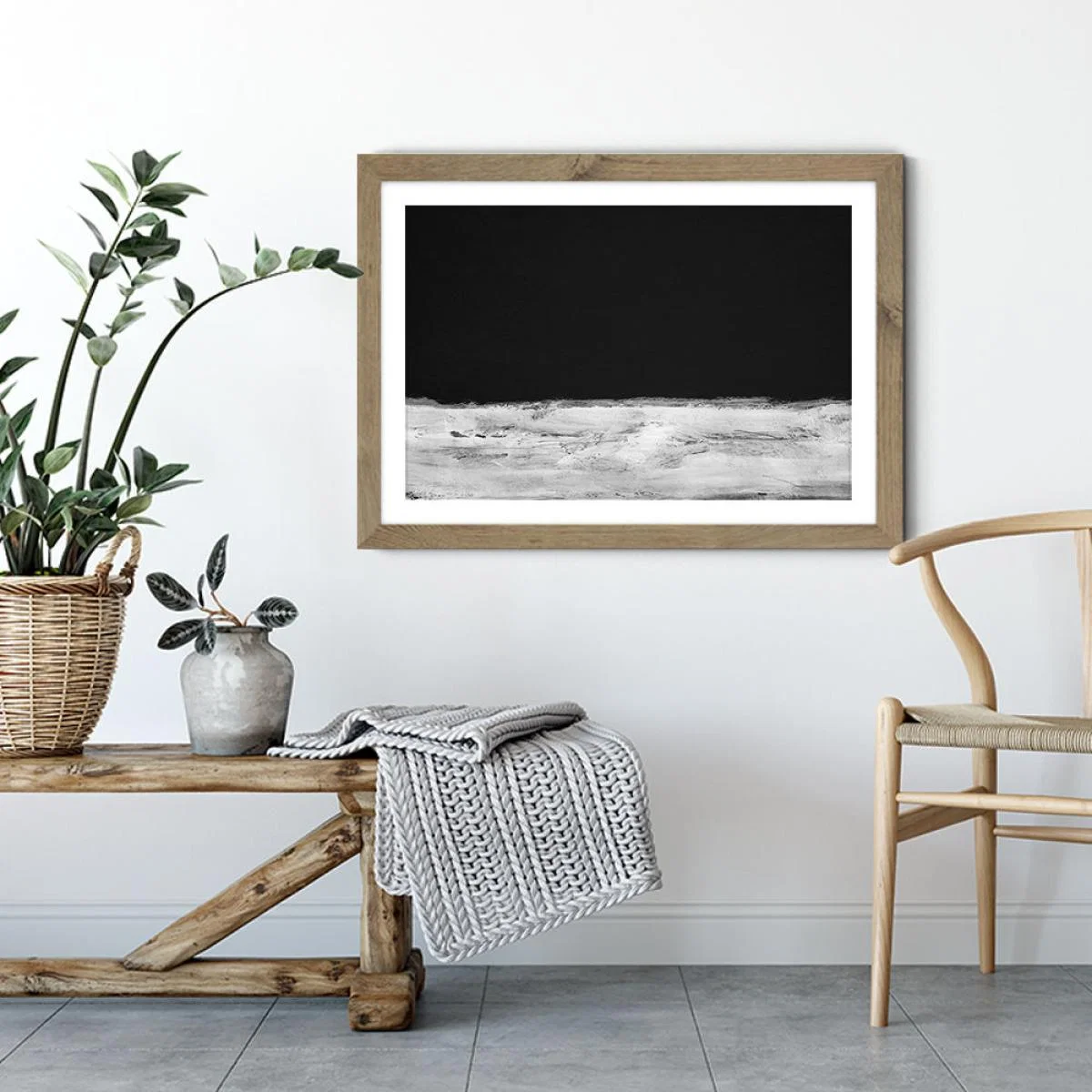Mono Horizon Art Print Oak Frame – image 2