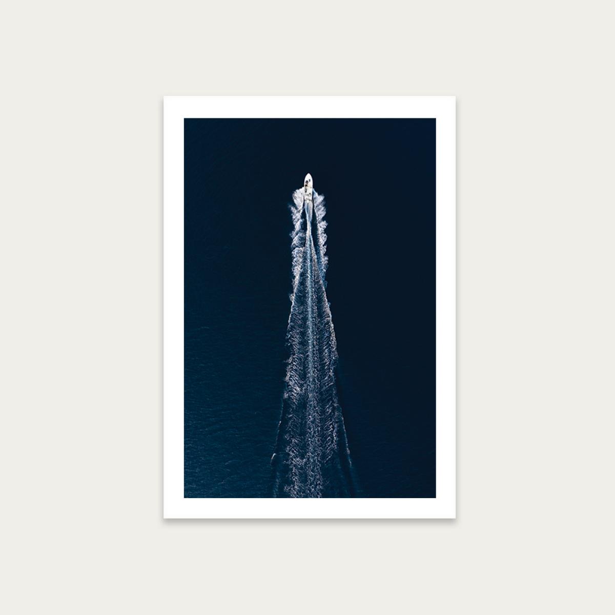 Boat Trip through Blue Art Print Unframed
