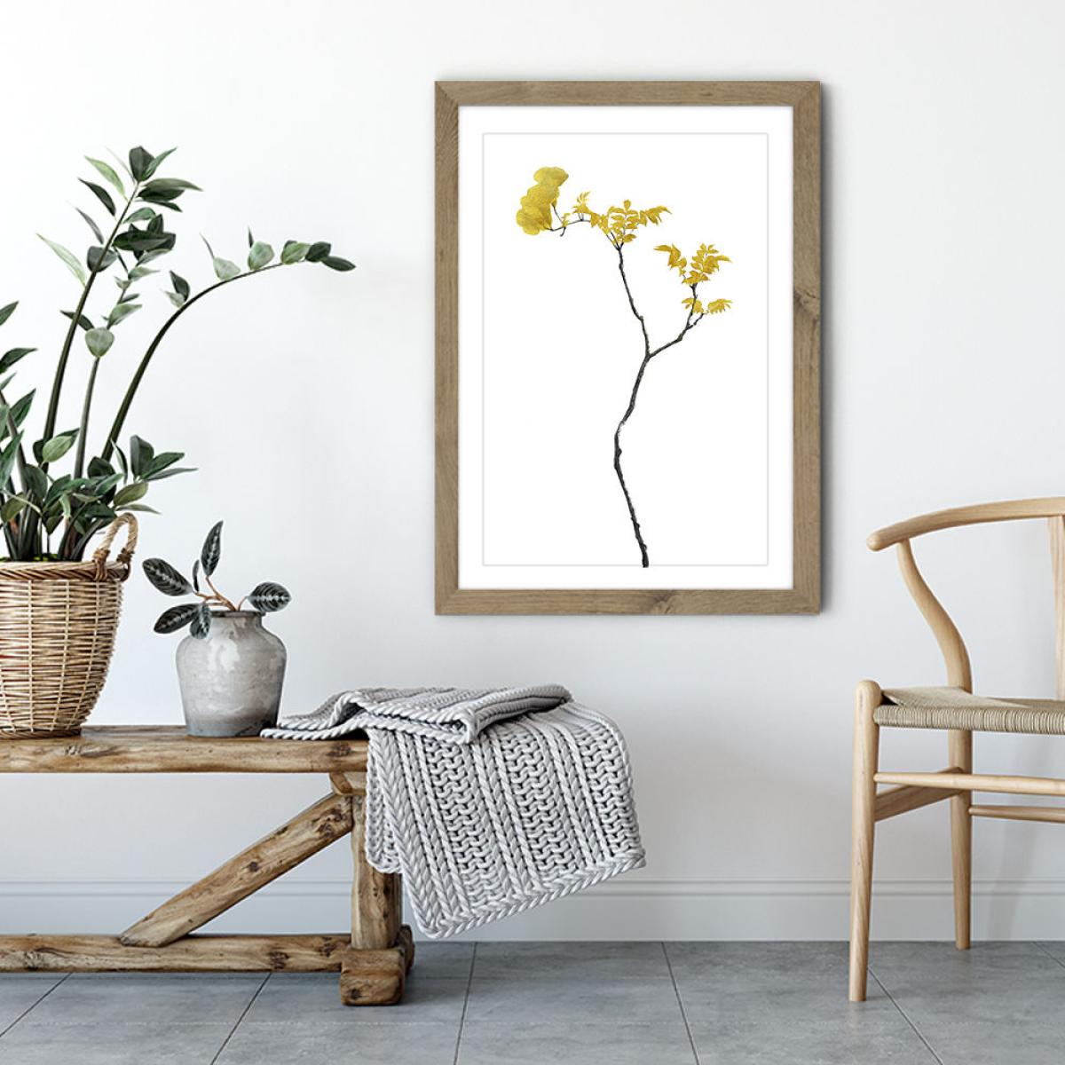 Flower Minimal Black and Gold 1 Art Print Oak Frame – image 4