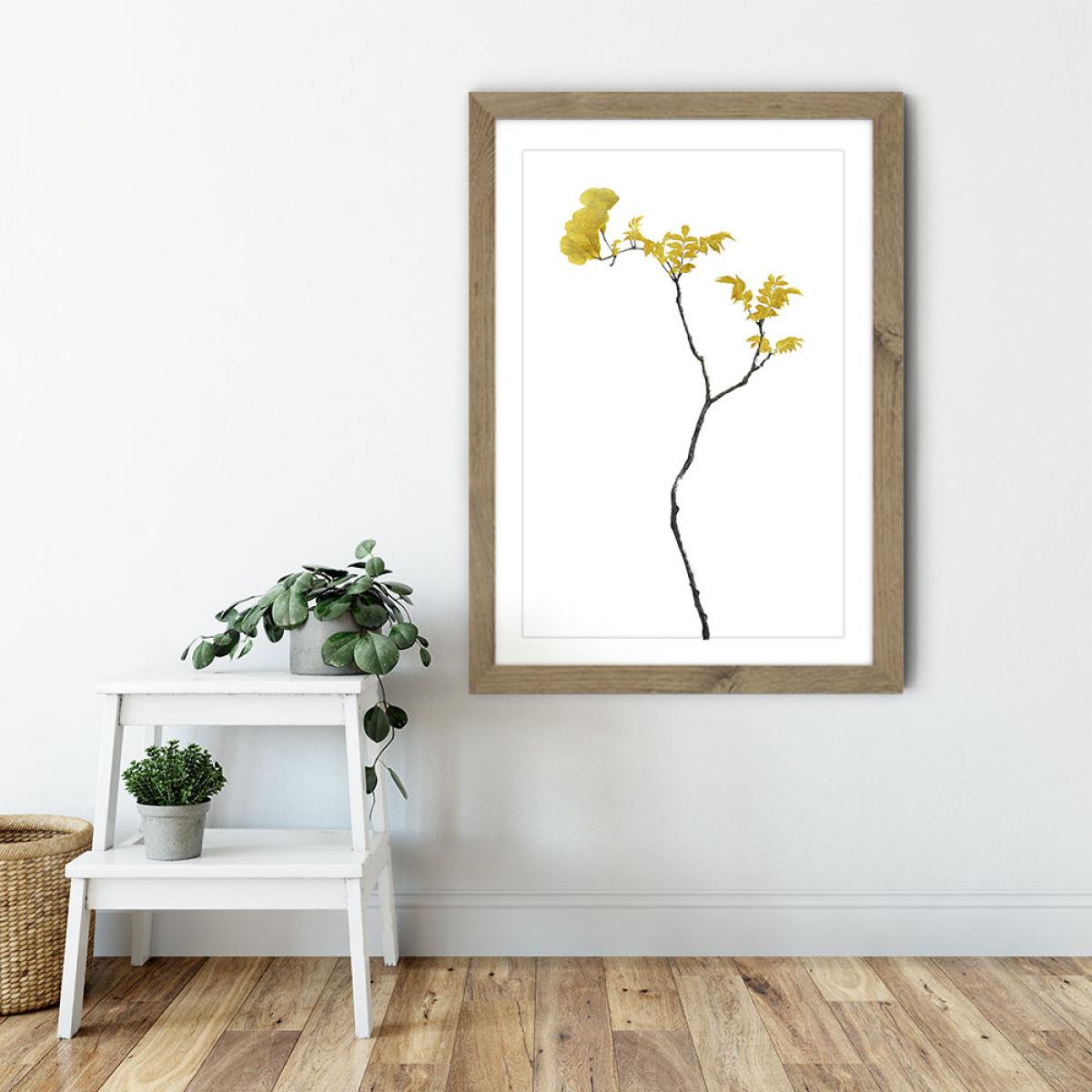Flower Minimal Black and Gold 1 Art Print Oak Frame – image 6