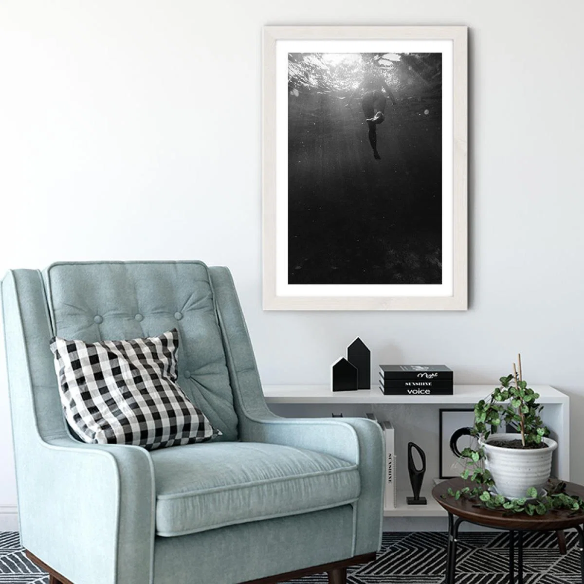 Swim Away Art Print White Frame – image 4
