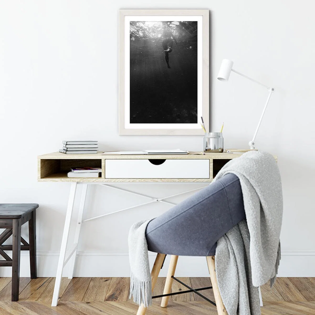Swim Away Art Print White Frame – image 5