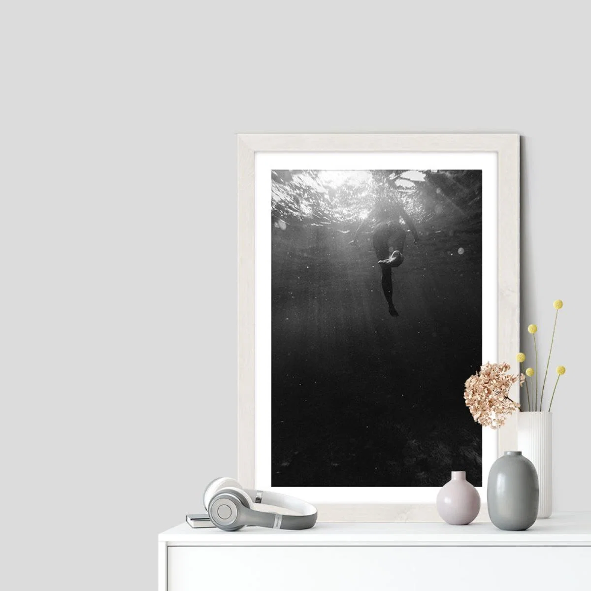 Swim Away Art Print White Frame – image 7
