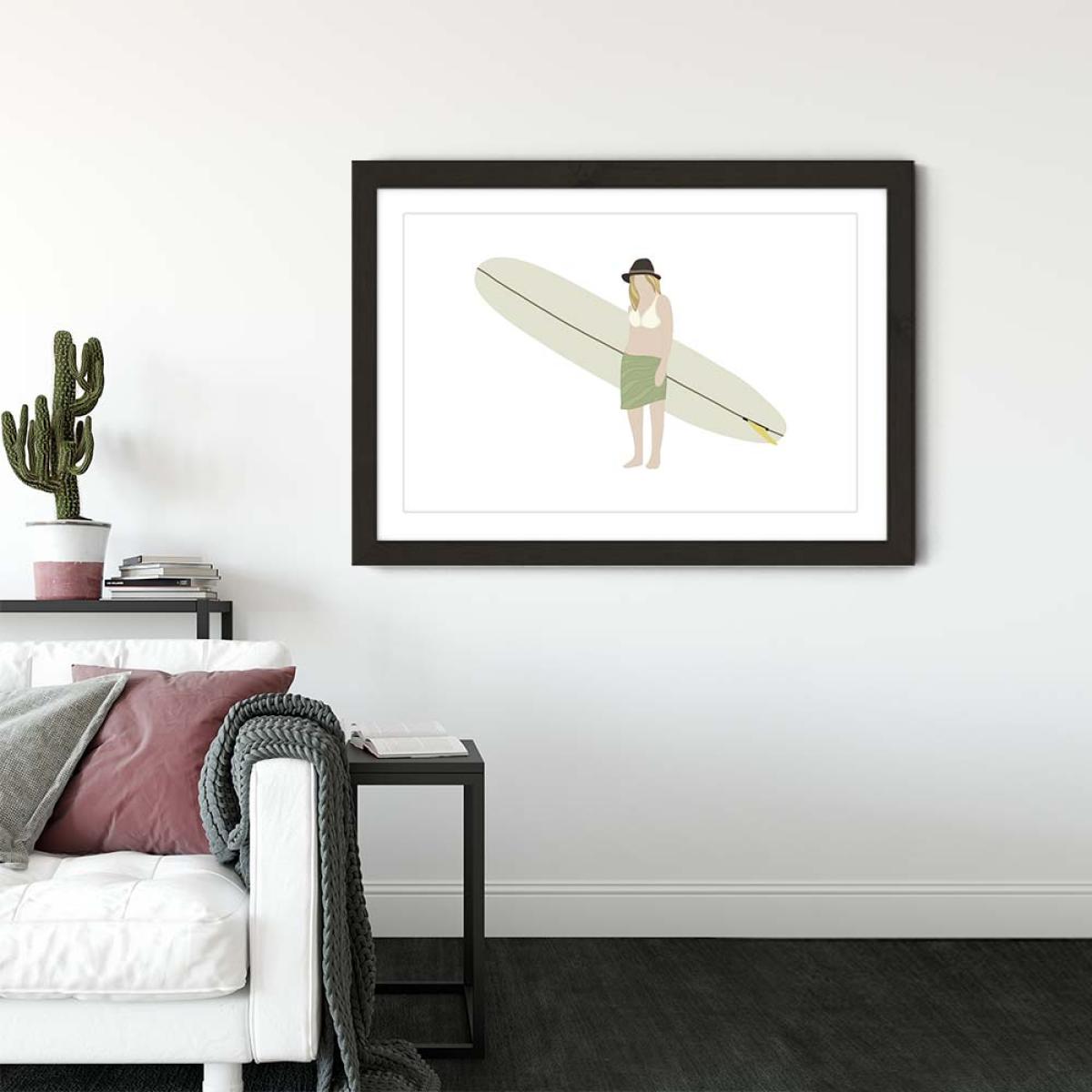 Boho Girl Art Print Black Frame – image 2