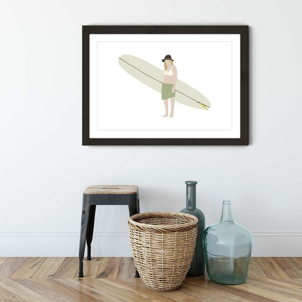 Boho Girl Art Print Black Frame – image 3