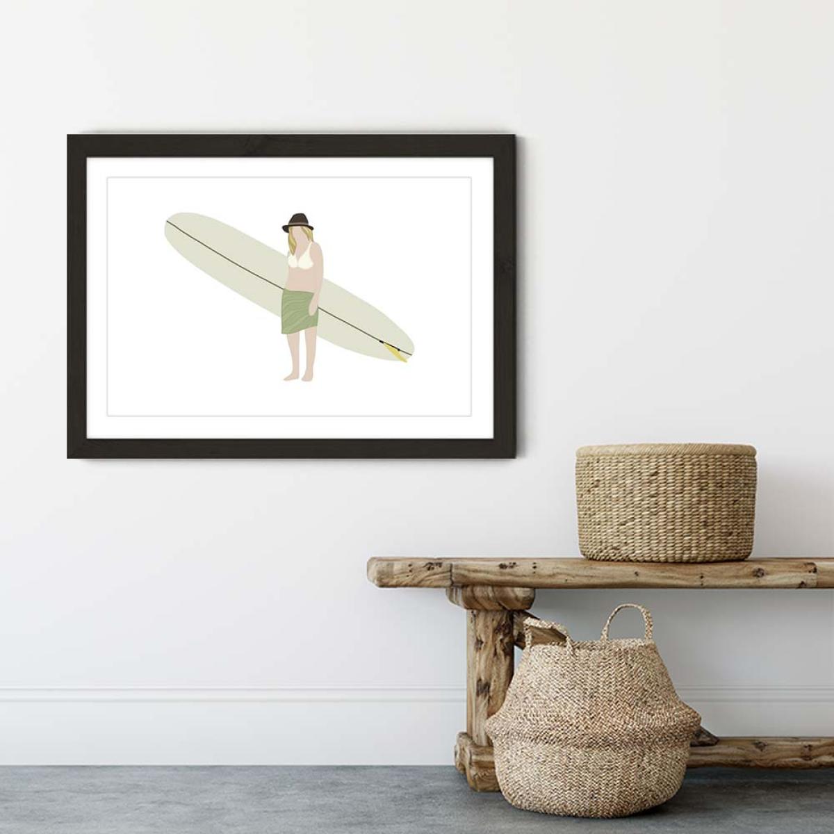 Boho Girl Art Print Black Frame – image 4