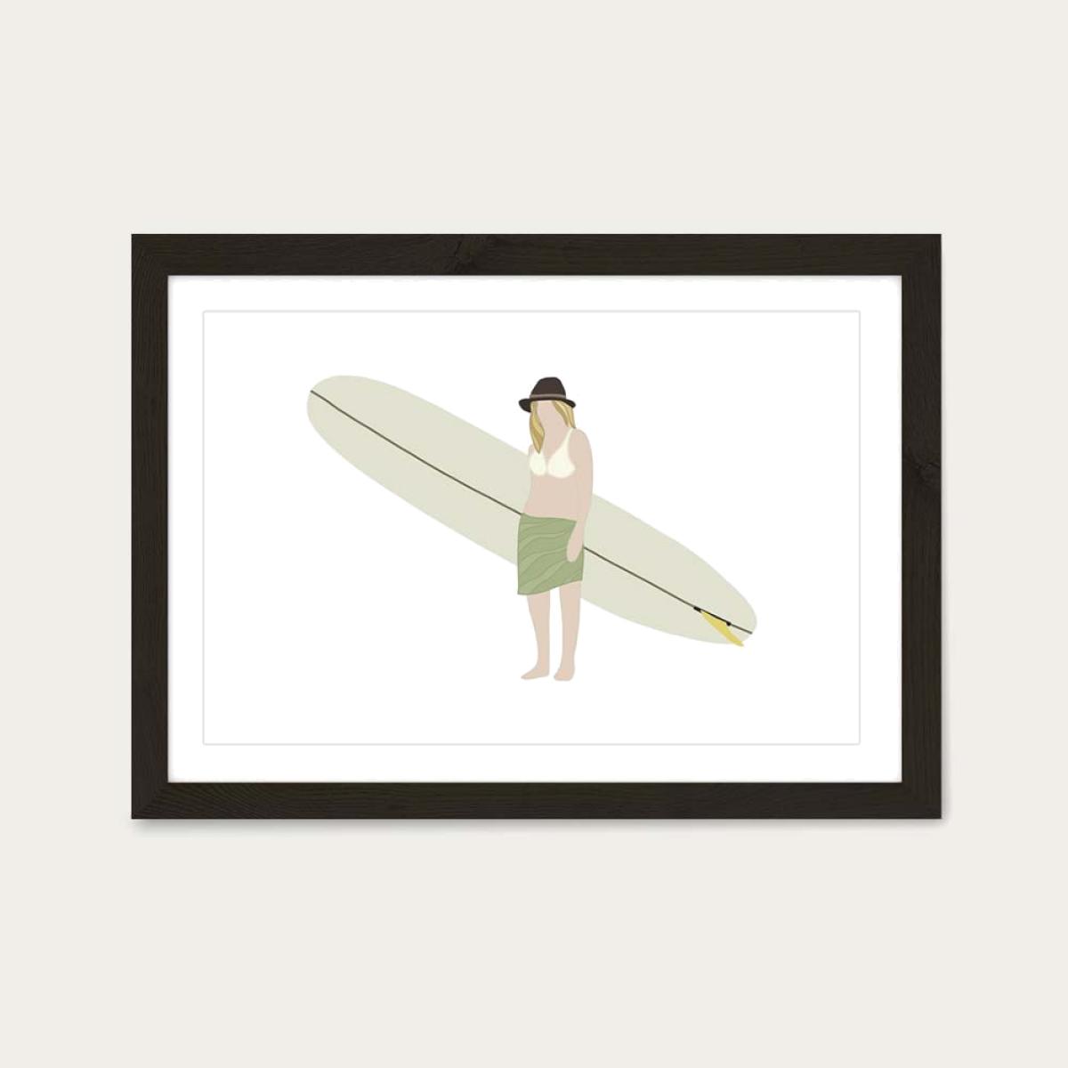 Boho Girl Art Print Black Frame – image 1