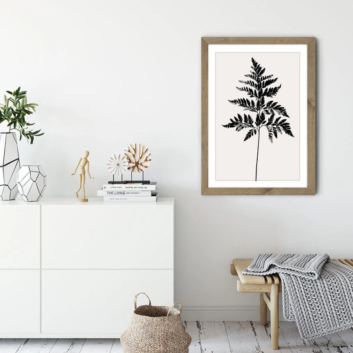 Black Fern - Black Art Print Oak Frame – image 3