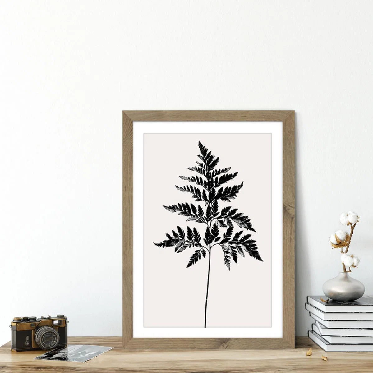 Black Fern - Black Art Print Oak Frame – image 4