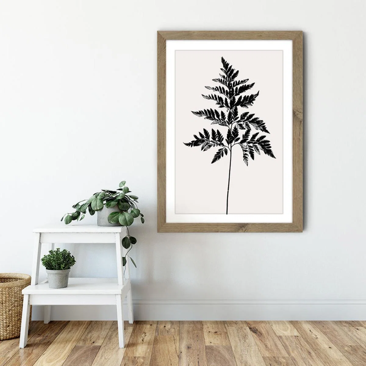 Black Fern - Black Art Print Oak Frame – image 5