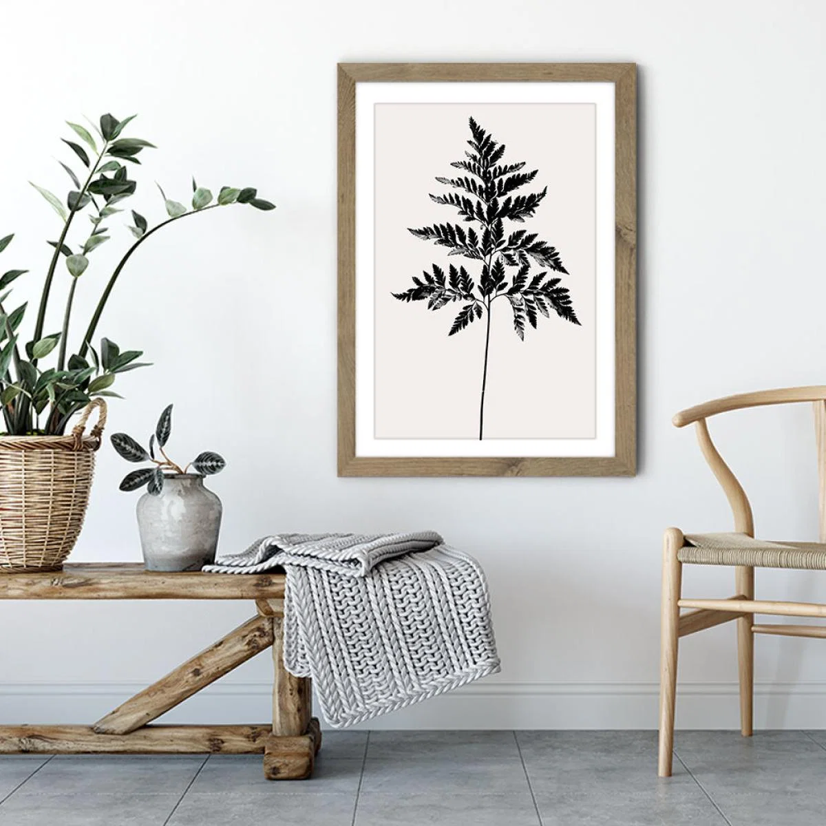 Black Fern - Black Art Print Oak Frame – image 6