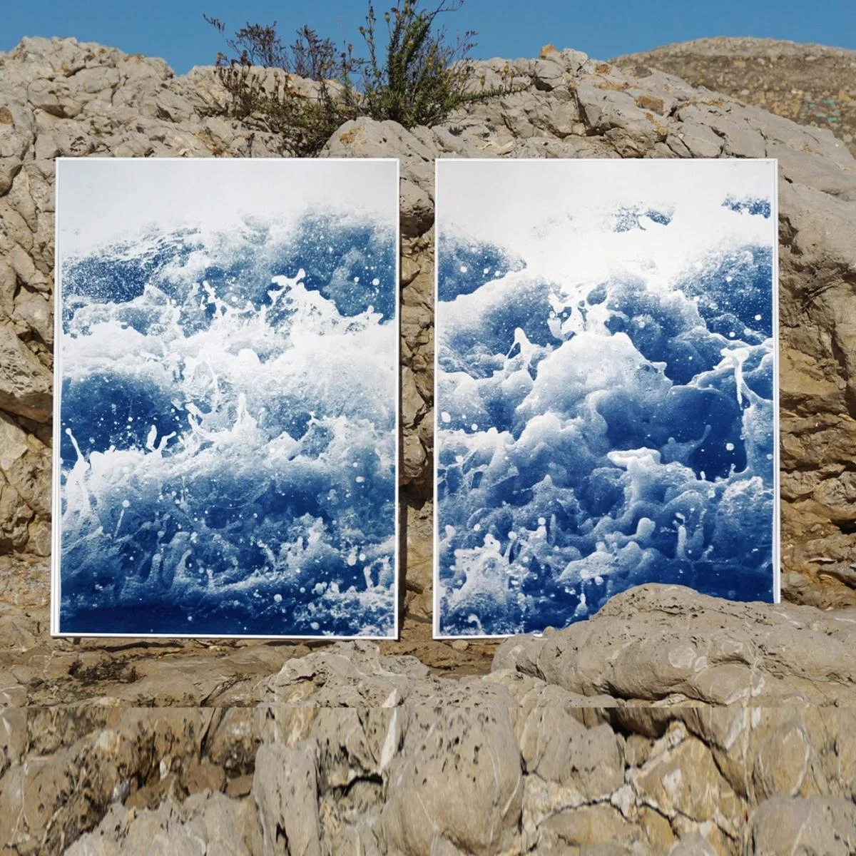 Tempestuous Tidal in Blue Handmade Cyanotype Art Print – image 2