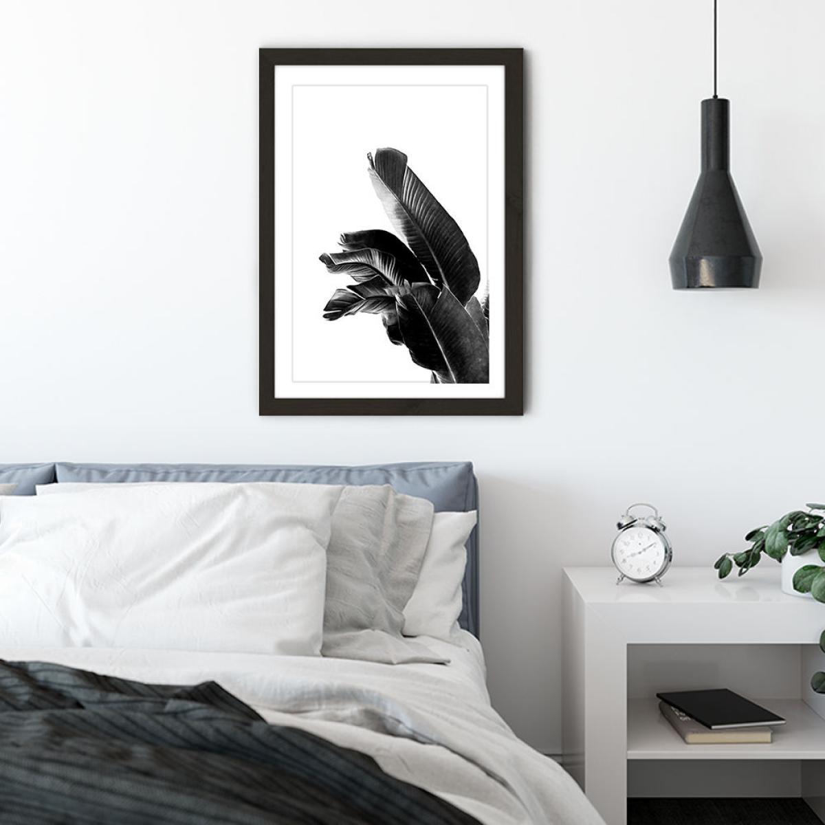 Bird of Paradise Plant Black and White 1 Art Print Black Frame – image 3