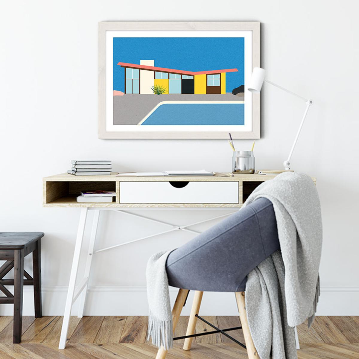 Krisel Butterfly Roof Art Print White Frame – image 4