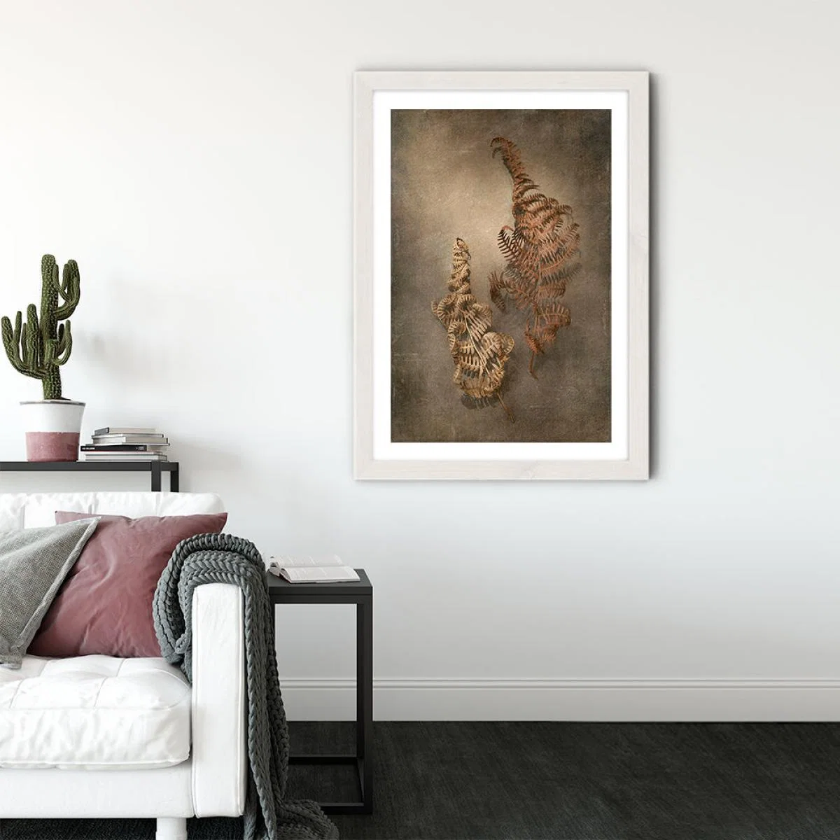 Earthy Ferns 4 Art Print White Frame – image 2