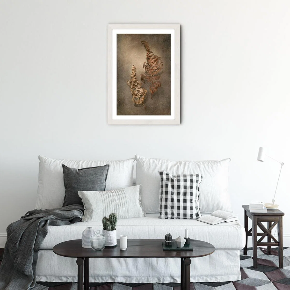 Earthy Ferns 4 Art Print White Frame – image 3