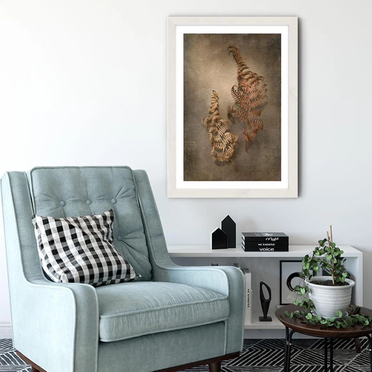 Earthy Ferns 4 Art Print White Frame – image 4