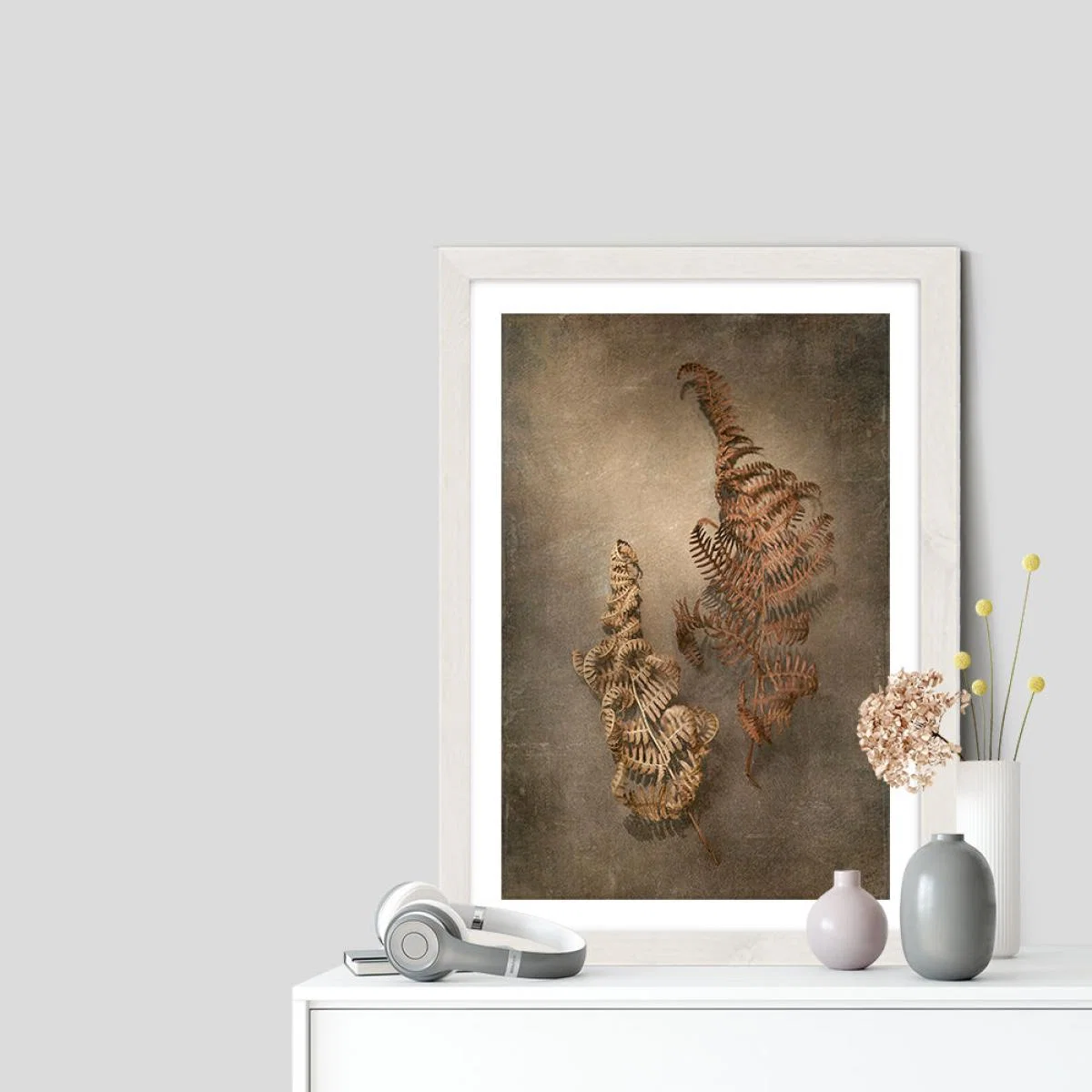 Earthy Ferns 4 Art Print White Frame – image 6