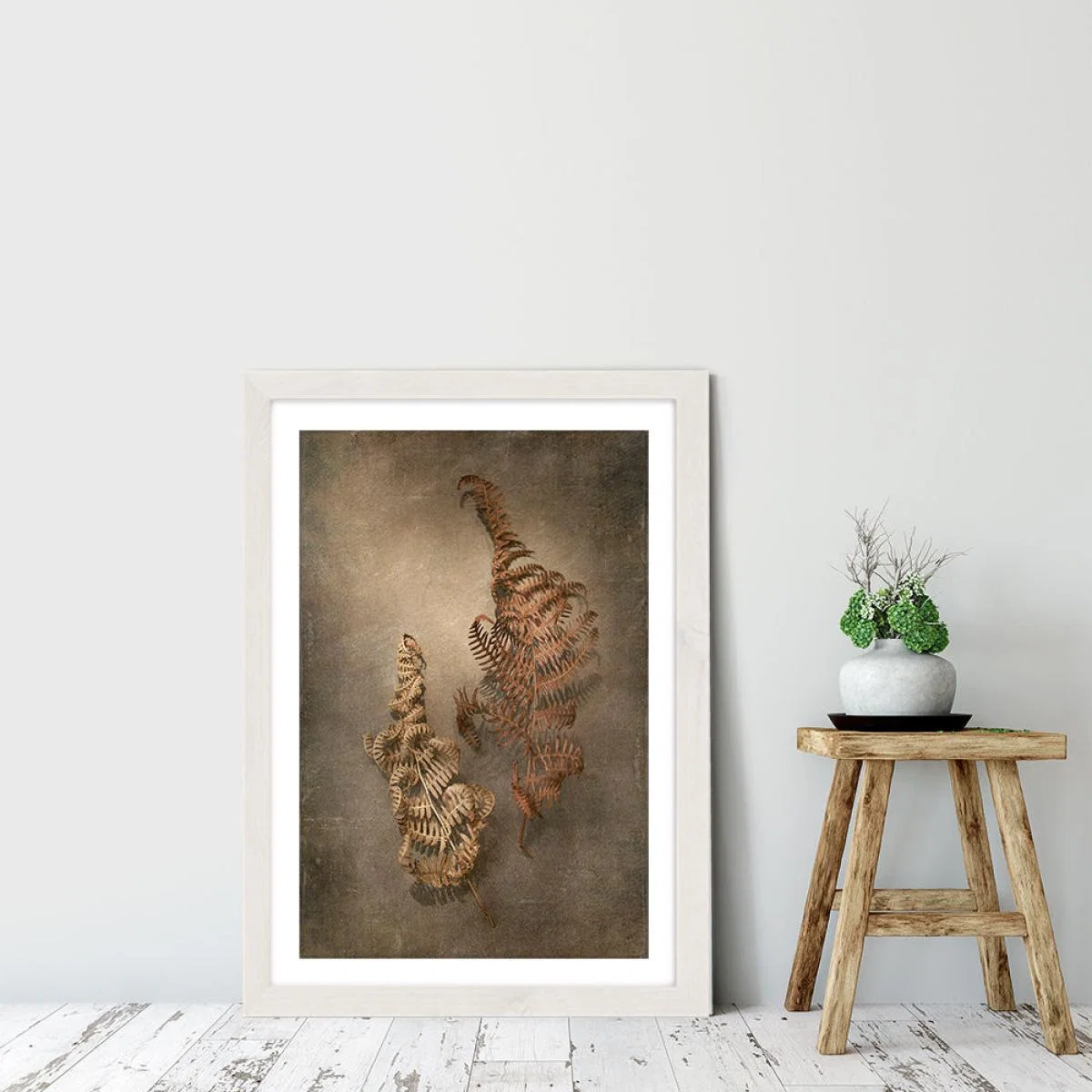 Earthy Ferns 4 Art Print White Frame – image 7