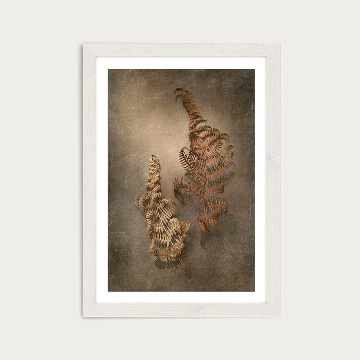 Earthy Ferns 4 Art Print White Frame – image 1
