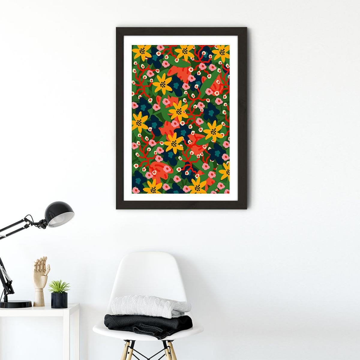Jungle Floral Art Print Black Frame – image 2