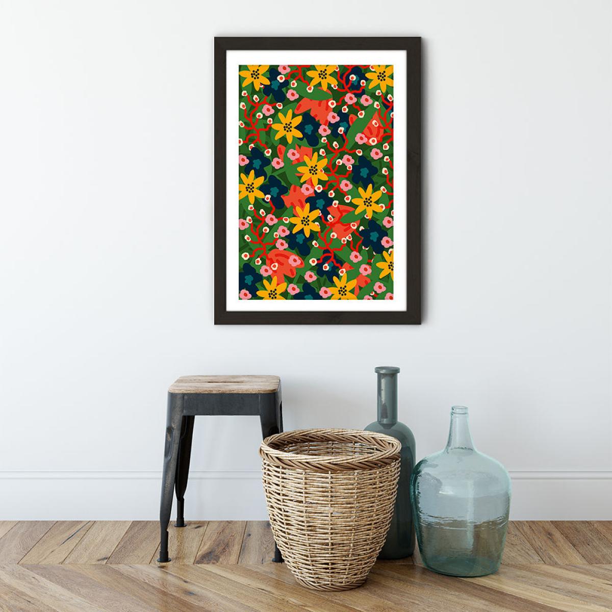 Jungle Floral Art Print Black Frame – image 3