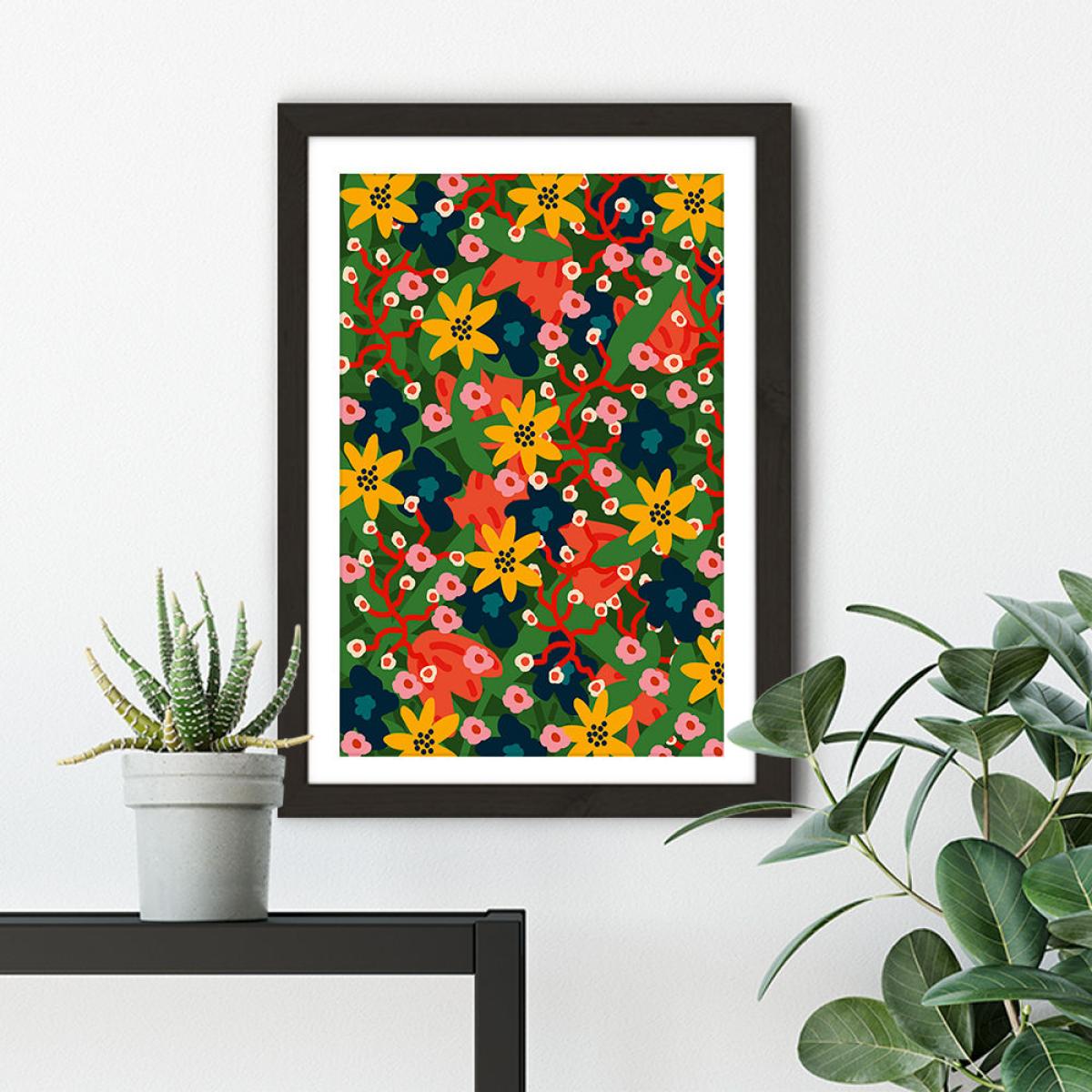 Jungle Floral Art Print Black Frame – image 4