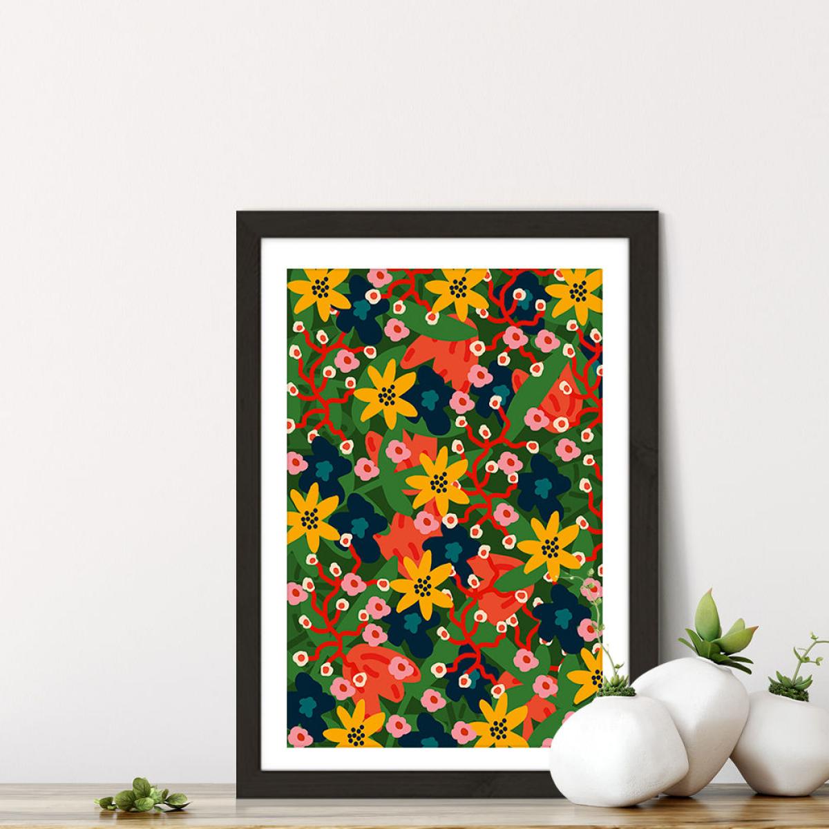 Jungle Floral Art Print Black Frame – image 7
