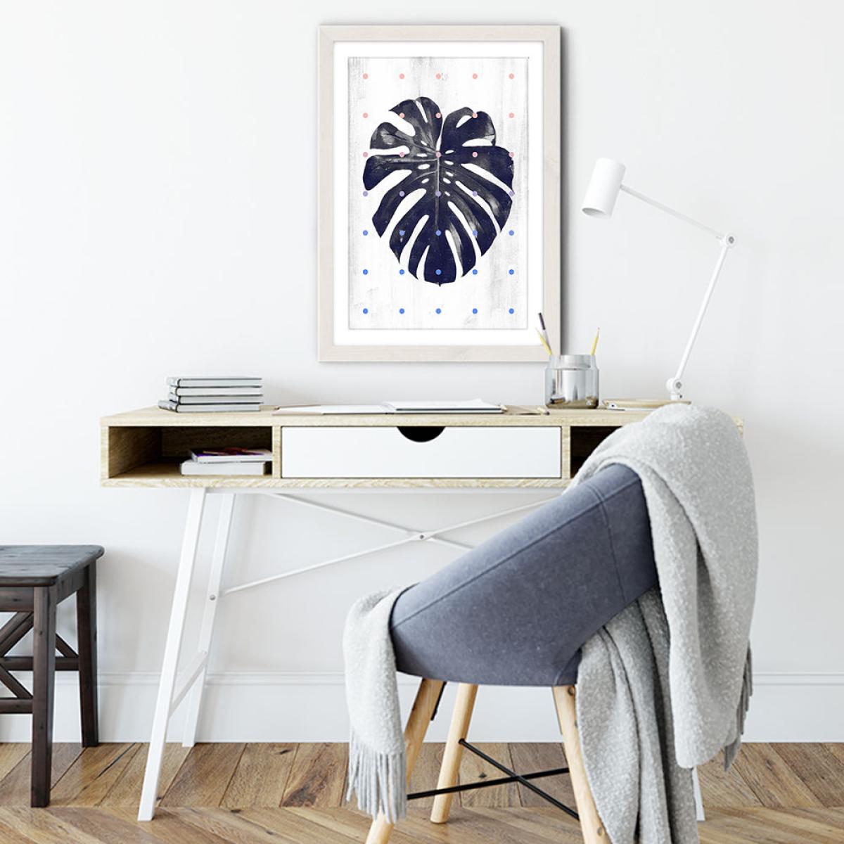 Monstera and Dots Art Print White Frame – image 4