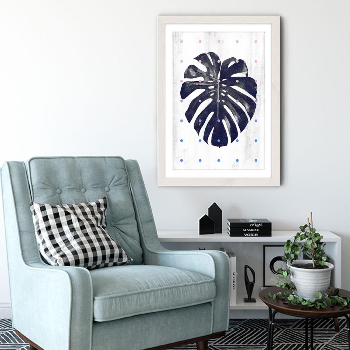 Monstera and Dots Art Print White Frame – image 5