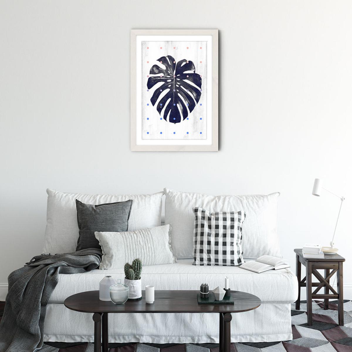 Monstera and Dots Art Print White Frame – image 6
