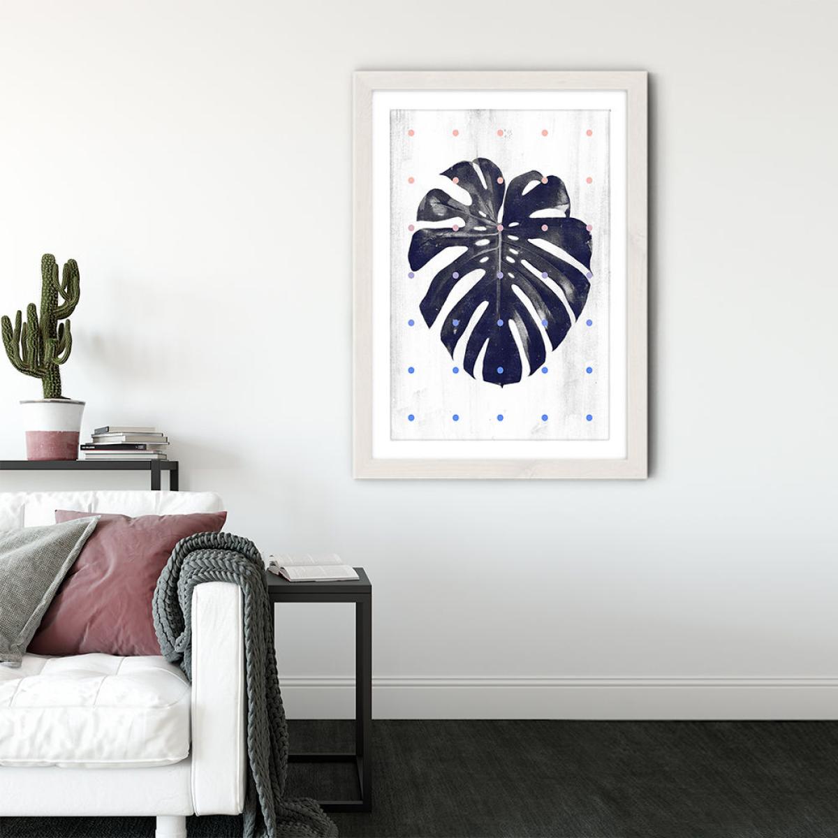 Monstera and Dots Art Print White Frame – image 7