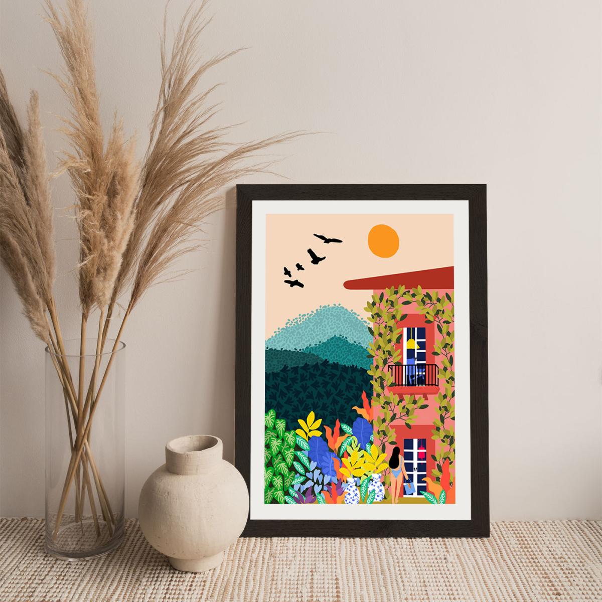 Summer House Art Print Black Frame – image 4