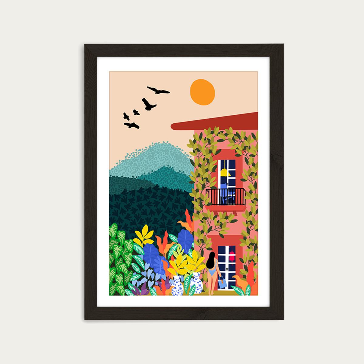 Summer House Art Print Black Frame – image 1