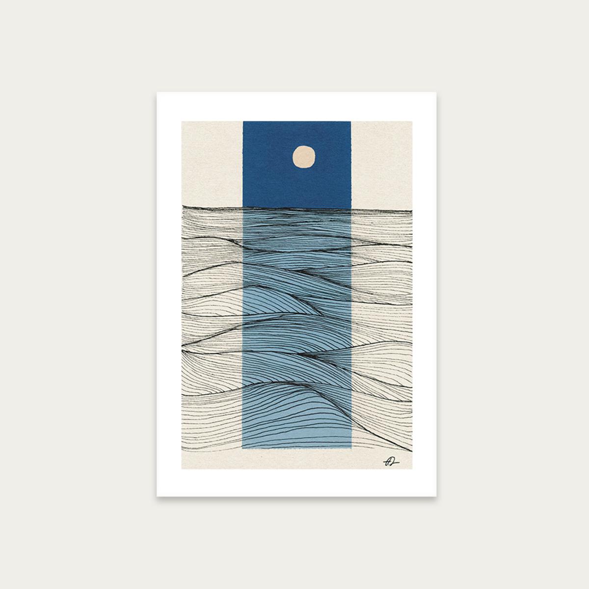 Abstract Ocean Lines Art Print Unframed